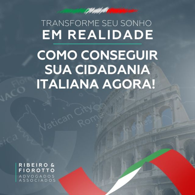 Como conseguir sua cidadania italiana agora! 🇮🇹✨
Você sabia que pode obter a cidadania italiana por descendência? Se você tem um antepassado italiano, pode ser elegível para se tornar um cidadão italiano e aproveitar todos os benefícios que isso oferece, como o direito de viver, trabalhar e estudar na União Europeia. 🌍

Passos para conseguir sua cidadania:
1. Reúna os documentos necessários: Certidões de nascimento, casamento e óbito de seus antepassados italianos.
2. Escolha a via de solicitação: Pode ser pelo consulado italiano no Brasil ou diretamente na Itália.
3. Prepare-se para o processo: Pode ser um pouco demorado, mas vale a pena!

📲 Quer saber mais? Deixe suas dúvidas nos comentários ou entre em contato conosco!