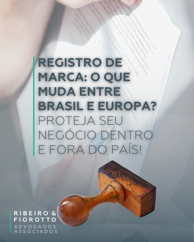 Você sabia que registrar uma marca no Brasil não
protege sua marca na Europa? 🌍

Se você pretende vender, exportar ou atuar
internacionalmente, precisa proteger sua identidade
visual também fora do país — e o processo europeu é
bem diferente do brasileiro.

🚨 Uma única marca registrada na União Europeia vale
em todos os 27 países-membros!
A equipe da Ribeiro & Fiorotto cuida de tudo para você,
do pedido ao deferimento.

💬 Quer saber mais? Entre em contato com a gente!

#RegistroDeMarca #MarcaRegistrada
#PropriedadeIntelectual #MarcaNaEuropa
#RegistroInternacional #DireitoEmpresarial
#RegistroDeMarcaBrasil #RibeiroEFiorotto
#MarcaGlobal #EmpreenderComSegurança #EUIPO
#INPI
