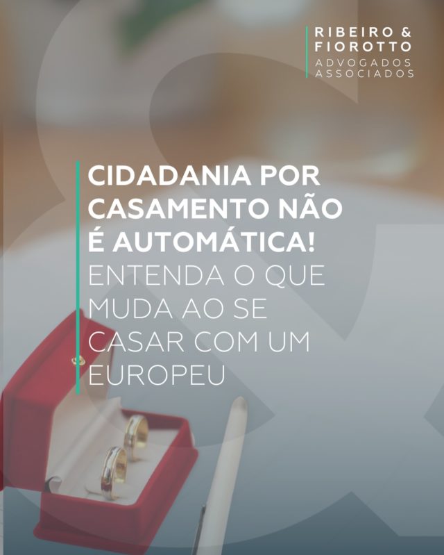 💡 Muita gente acredita que ao se casar com um europeu já garante automaticamente o passaporte
europeu... mas não é bem assim!

📌 A cidadania por casamento existe, sim, mas o processo varia muito de país para país, e nunca é automático.

👩⚖ É necessário cumprir requisitos como tempo mínimo de casamento, residência legal no país, comprovação de vínculo afetivo e, em alguns casos, até exames de idioma ou integração cultural.

📩 Se você está em um relacionamento com um(a) europeu(eia) e deseja entender qual o melhor caminho legal para conquistar sua cidadania, fale com a equipe da Ribeiro & Fiorotto. Nós orientamos você com segurança e clareza!

#CidadaniaPorCasamento #CasamentoComEuropeu
#CidadaniaEuropeia #CidadaniaItaliana
#CidadaniaPortuguesa #CidadaniaEspanhola
#CidadaniaLegal #DireitoInternacional
#RibeiroEFiorotto #PassaporteEuropeu
#CasamentoEuropeu #ProcessoDeCidadania