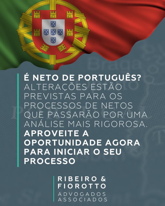 🇵🇹 É neto de português? Atenção!

O governo português prevê alterações importantes na Lei da Nacionalidade, e os processos de netos poderão passar por uma análise mais rigorosa.

Se você tem direito, o momento de iniciar seu processo é agora. Garantir a sua cidadania antes da mudança pode evitar exigências futuras mais complexas.

📲 Fale com nossa equipe e descubra como começar.

#CidadaniaPortuguesa #NetoDePortugues #CidadaniaEuropeia #AdvocaciaInternacional #LeiDaNacionalidade #CidadaniaParaBrasileiros #DireitoInternacional #PassaporteEuropeu #Portugal2025 #DuplaCidadania #ImigrarLegalmente