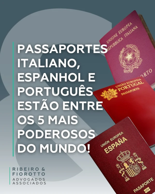 🌍✨ Passaportes italiano, espanhol e português estão entre os 5 mais poderosos do mundo!

Eles garantem acesso a dezenas de países sem visto,
liberdade de circulação pela União Europeia e a
possibilidade de viver, estudar e trabalhar legalmente
em diversos destinos ao redor do mundo.
Mais do que status, esses passaportes representam
mobilidade internacional, segurança, oportunidades e
qualidade de vida para você e sua família.

Se você tem origem europeia, pode estar mais perto
desse direito do que imagina.
📩 Entre em contato e descubra se você pode
conquistar um desses passaportes