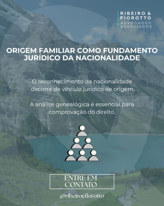 A nacionalidade tem fundamento jurídico na origem familiar 📑
O seu reconhecimento decorre de vínculo de origem e da correta comprovação documental ao longo das gerações.

Por isso, a análise genealógica é uma etapa essencial para identificar o direito e garantir segurança jurídica em todo o processo. Você sabia que nossa equipe possui um genealogista? 

📩 Fale nossos especialistas pelo link na bio