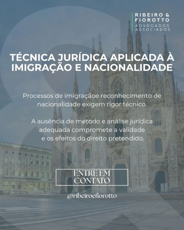Imigração e reconhecimento de nacionalidade exigem rigor jurídico 🗺️
A ausência de método e de análise jurídica adequada compromete a validade dos atos e os efeitos do direito pretendido.

Por isso, a técnica jurídica aplicada é essencial para conduzir cada etapa com segurança, coerência documental e respaldo legal.

📩 Entre em contato para uma análise especializada.
@ribeiroefiorotto