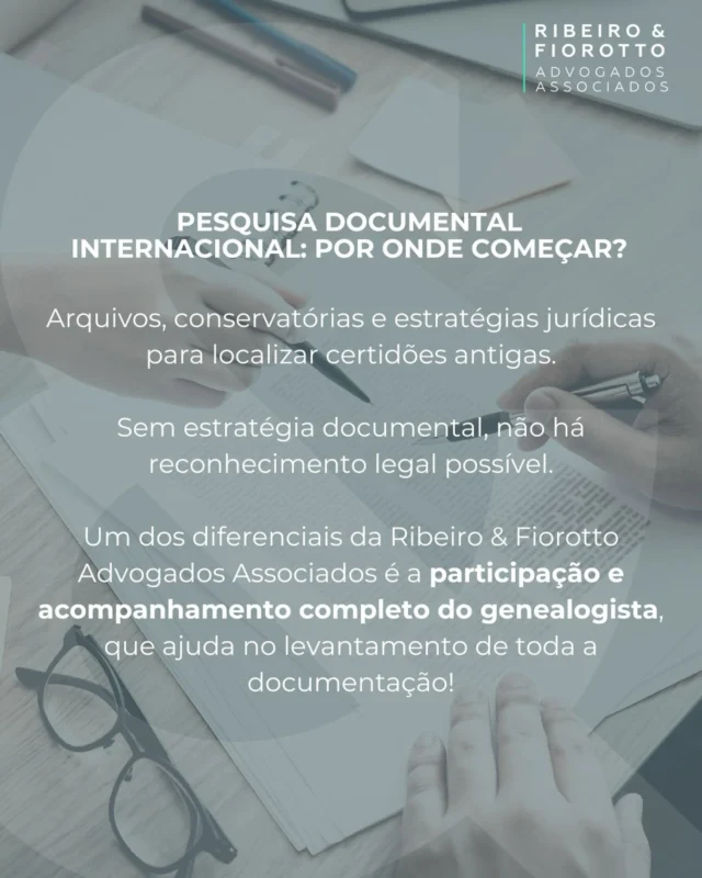 A busca por cidadania e reconhecimento legal começa muito antes do protocolo: começa na estratégia.

Cada documento conta uma história e saber onde encontrá-los faz toda a diferença no resultado.

Com método, precisão e acompanhamento especializado, transformamos buscas complexas em caminhos possíveis. #pesquisadocumental