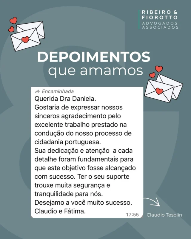 Por trás de cada processo, existe uma história, uma expectativa e um sonho. 🇵🇹✨
Agradecemos pela confiança em nossa equipe. É uma alegria fazer parte de conquistas tão importantes!