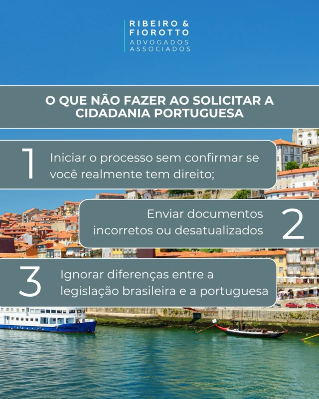 Solicitar a cidadania portuguesa exige atenção em cada etapa. 🇵🇹

Documentos incorretos, informações desatualizadas ou até a falta de uma análise prévia podem gerar exigências e atrasos no processo.

Por isso, antes de iniciar, é importante entender se você tem direito e quais são os requisitos aplicáveis ao seu caso.

Conte com orientação jurídica especializada para conduzir o processo com mais segurança. ⚖️ #cidadaniaportuguesa #portugal #cidadania