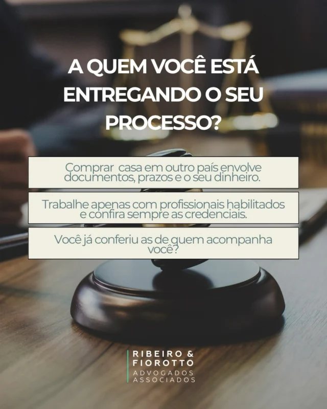 ⚖️ A quem você está confiando o seu processo?

Comprar um imóvel em outro país é uma decisão importante, que exige planejamento, segurança jurídica e acompanhamento especializado. 🌍

Antes de iniciar qualquer procedimento, certifique-se de que está contando com profissionais devidamente habilitados e preparados para orientar cada etapa.

Na Ribeiro & Fiorotto Advogados Associados, prezamos pela transparência, responsabilidade e atenção individualizada em cada processo.

📲 Precisa de orientação jurídica? Entre em contato com nossa equipe e saiba como podemos auxiliar você.

📞 +351 910 948 189

#RibeiroEFiorotto #AdvocaciaInternacional #SegurancaJuridica #DireitoImobiliario #investimentoimobiliario